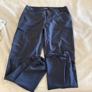 Blue Patagonia climbing pants..  size 6, with zíper pocket on right side.